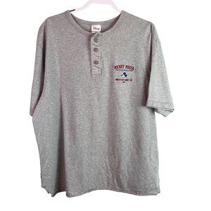 Vintage Disney Store T Shirt Mickey Mouse Mens Size L Gray Heather Unisex Button